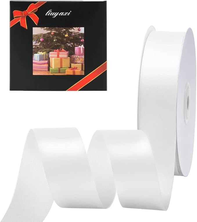 Solid Color Double Faced White Satin Ribbon 1" X 50 Yards, Ribbons Perfect for Crafts, Wedding De... | Amazon (US)