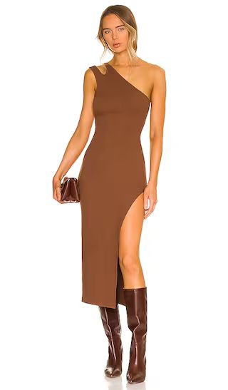 x REVOLVE Samir Midi Dress in Cocoa Brown | Revolve Clothing (Global)