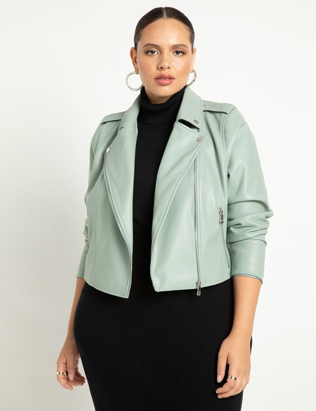 Faux Leather Moto Jacket | Eloquii