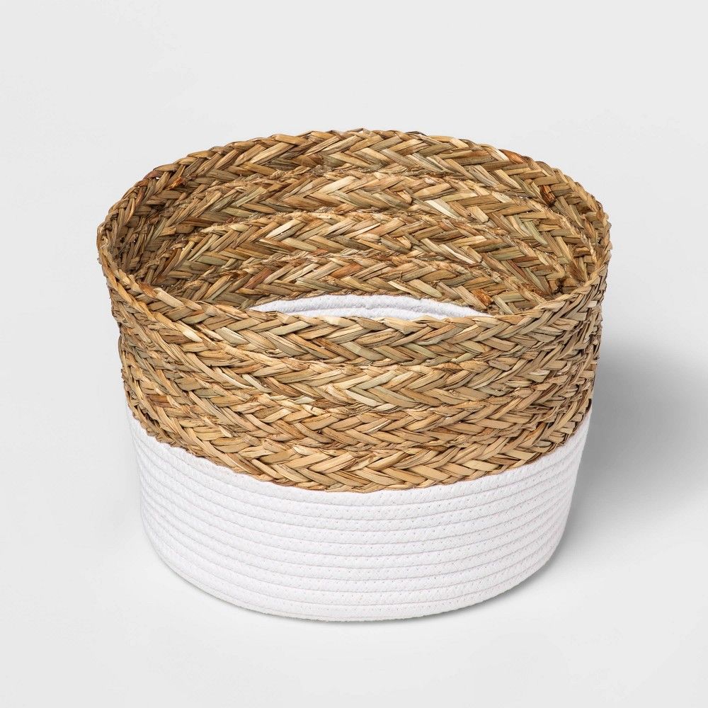 Round Basket in Braided Matgrass & White Coiled Rope - Threshold | Target