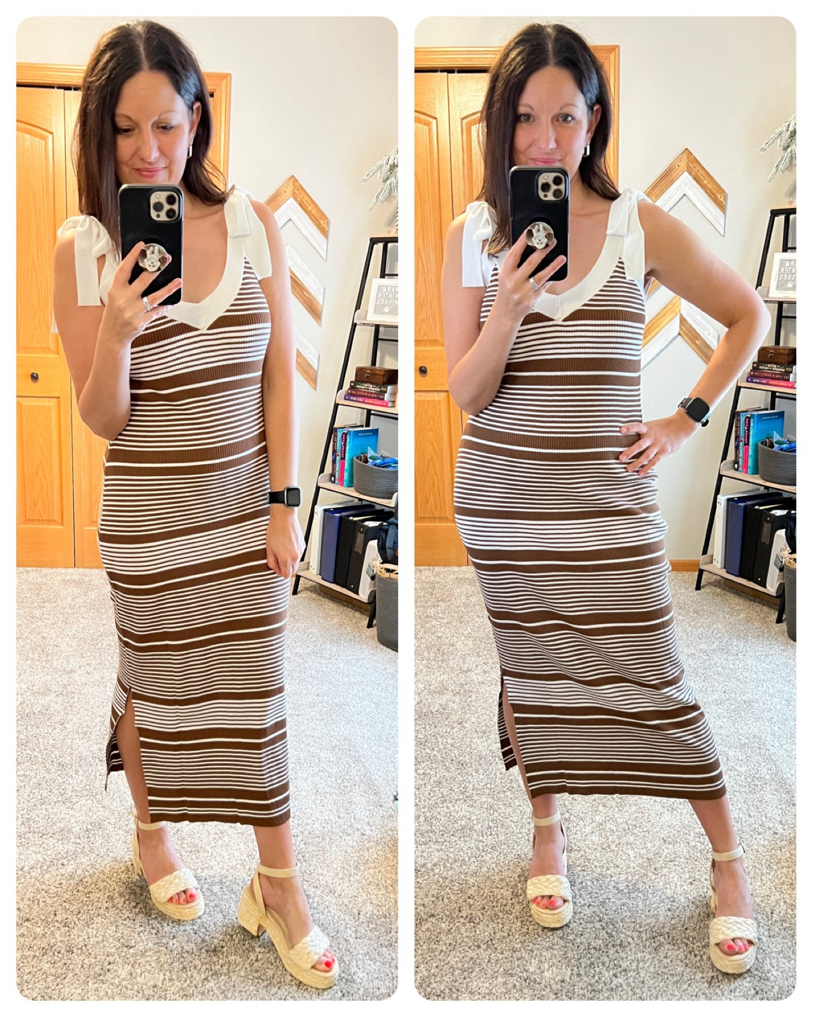 I am super impressed by the quality of this dress! Sweater material, but not too heavy or too thin. Lays nicely over the body. Adjustment tie straps for a more custom fit. TTS, I’m in size S. 3 other color options. 

#LTKfindsunder50 #LTKover40 #LTKstyletip