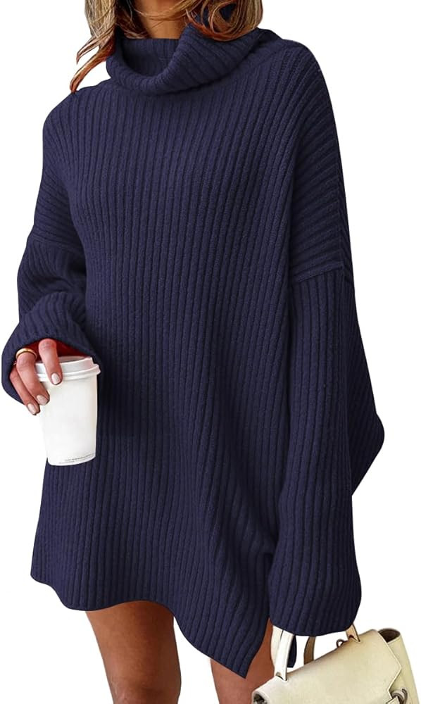 LILLUSORY Womens Turtleneck Oversized Long Batwing Sleeve Sweater Dress 2024 Plus Size Tunic Pull... | Amazon (US)