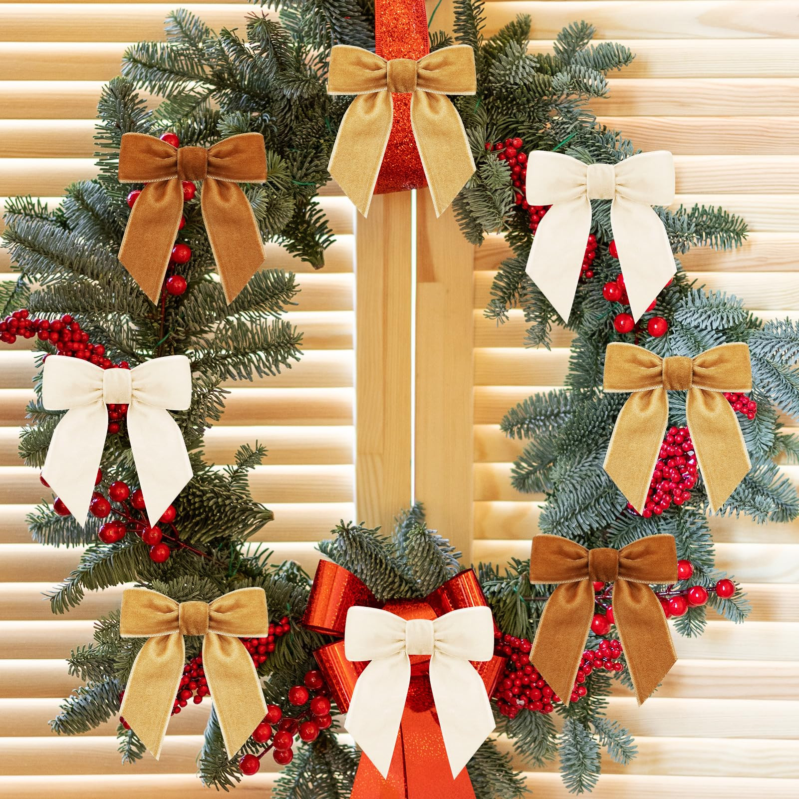 36 Pcs Christmas Velvet Bows Vintage Rustic Xmas Tree Velvet Ribbon for Stairs Wreath Fireplace G... | Amazon (US)