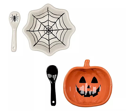 10 Strawberry Street Pumpkin & Web Dip ServingSet - QVC.com | QVC