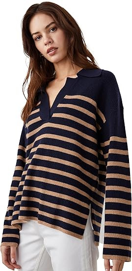 Rails Women's Harris Sweater, Camel Navy Stripe | Amazon (US)