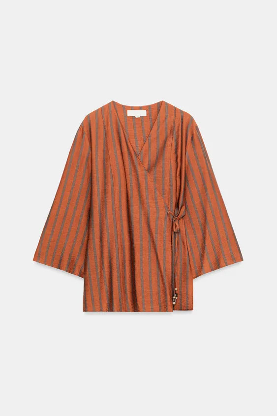 STRIPED WRAP JACKET | Zara US