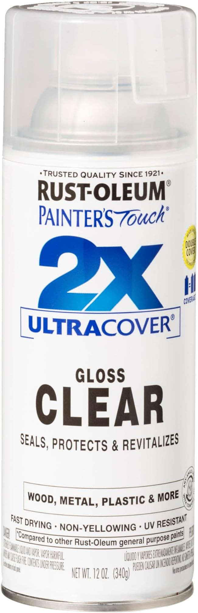 Rust-Oleum 334029 Painter's Touch 2X Ultra Cover Spray Paint, 12 oz, Gloss Clear | Amazon (US)