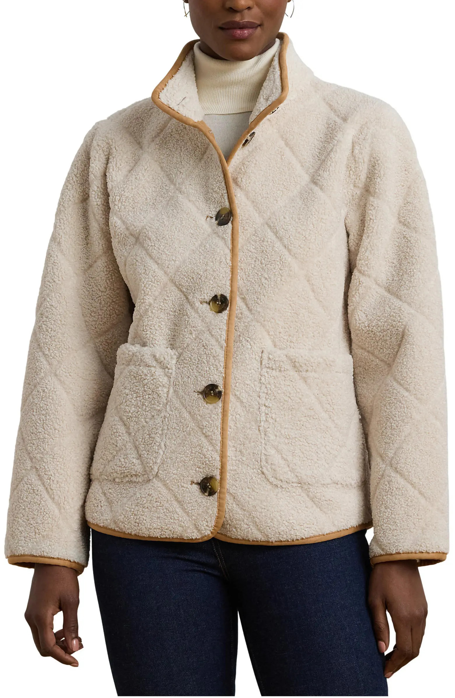 Quilted Faux Shearling Jacket | Nordstrom