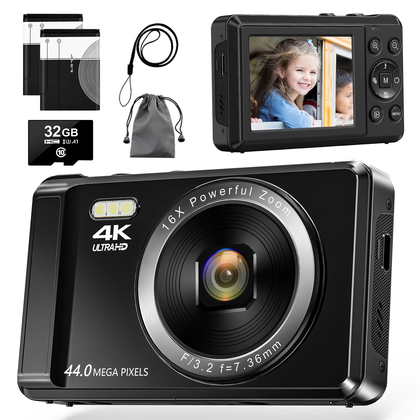 MARVUE Digital Camera 4K UHD 44MP Vlogging Camera, Autofocus Compact Camera with 16X Digital Zoom... | Walmart (US)
