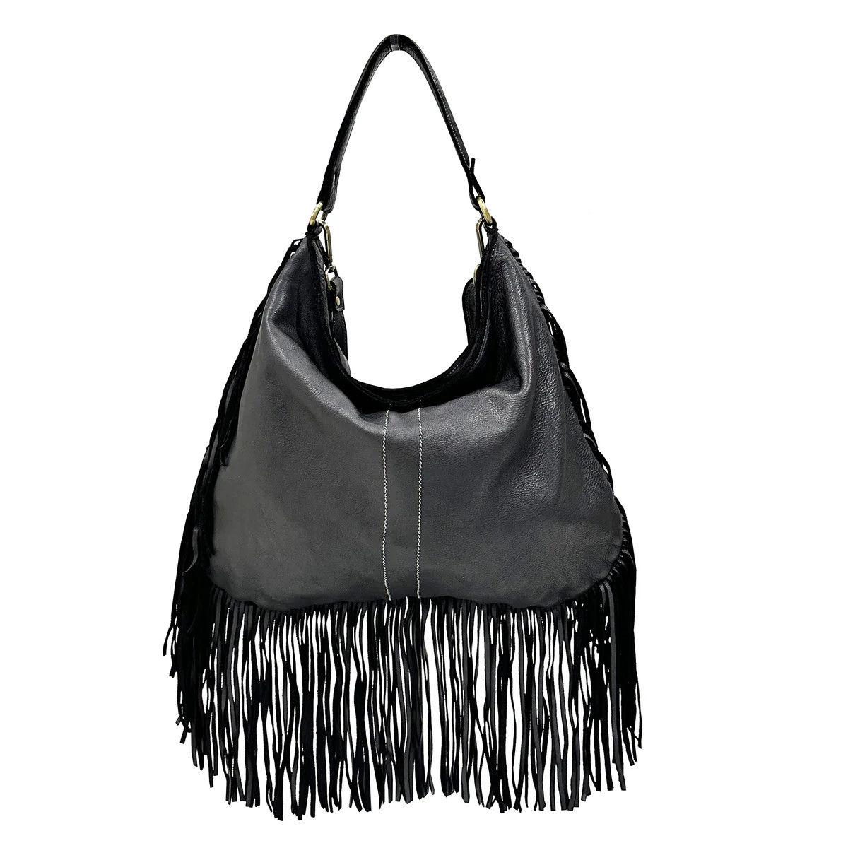 Fringe Hobo in Black | Bolsa Nova Handbags