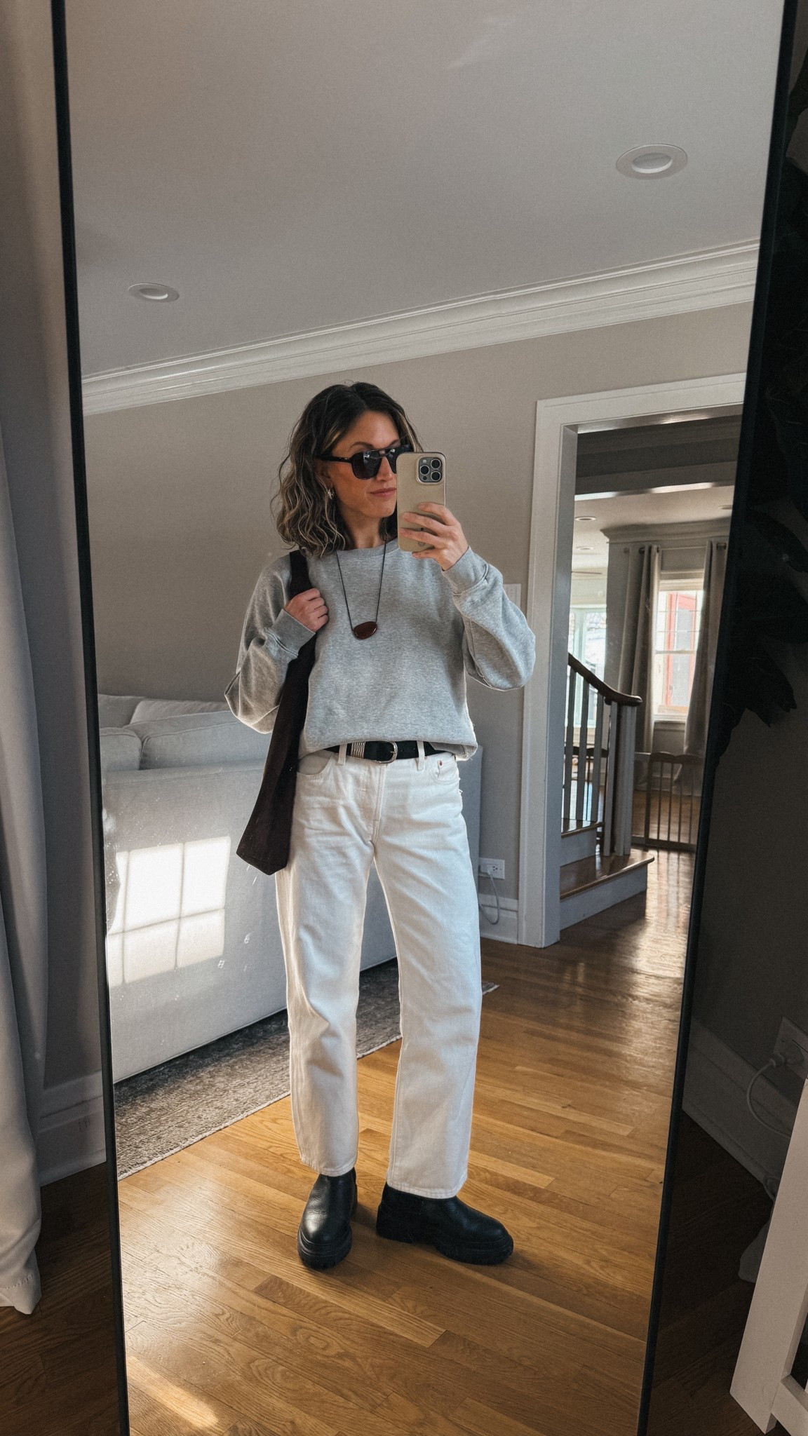 Look of the Day // 1.29

Uniqlo base layers under, XS, TTS. Gap sweatshirt. Levi’s denim. Madewell belt, sold out, similar linked. Gap bag. Maguire boots, message me for link! Heaven Mayhem pendant necklace. Quince sunglasses, no longer available, similar linked. Similar earrings linked  

#LTKootd #LTKOver40 #LTKSeasonal