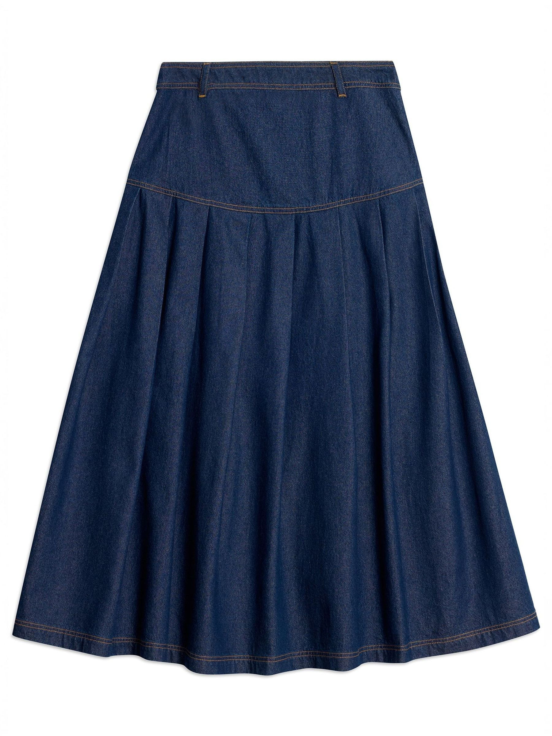 Albaray Albaray Blue Denim Drop Waist Pleat Skirt | Next US