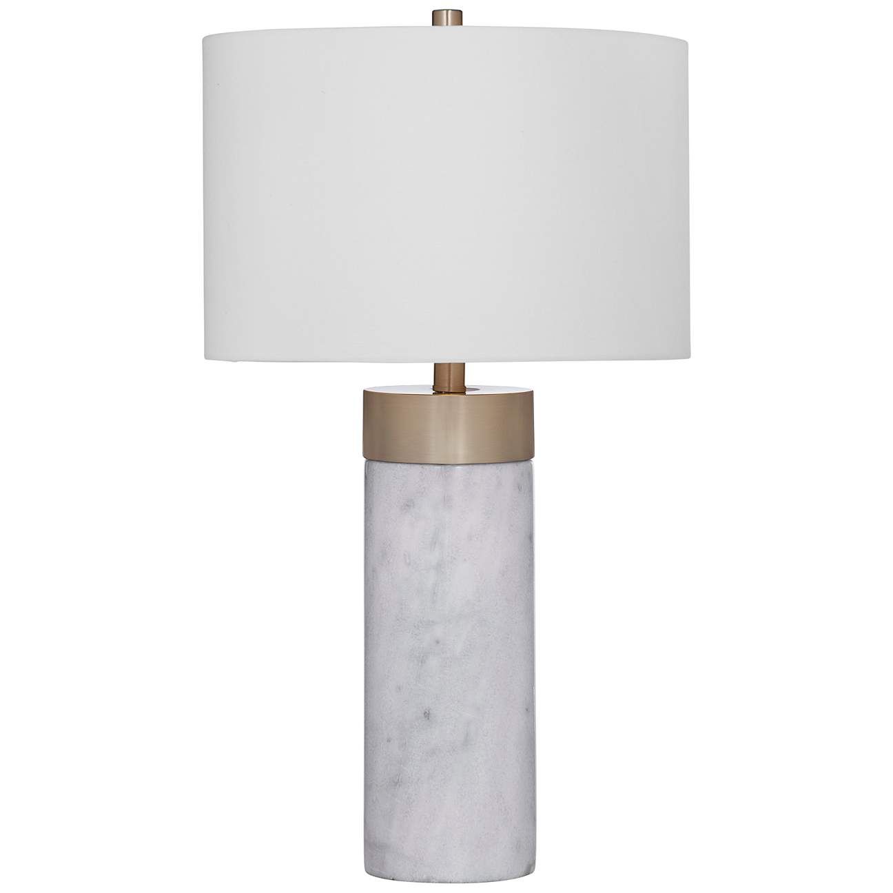 Jocelyn White Marble and Antique Brass Column Table Lamp | Lamps Plus