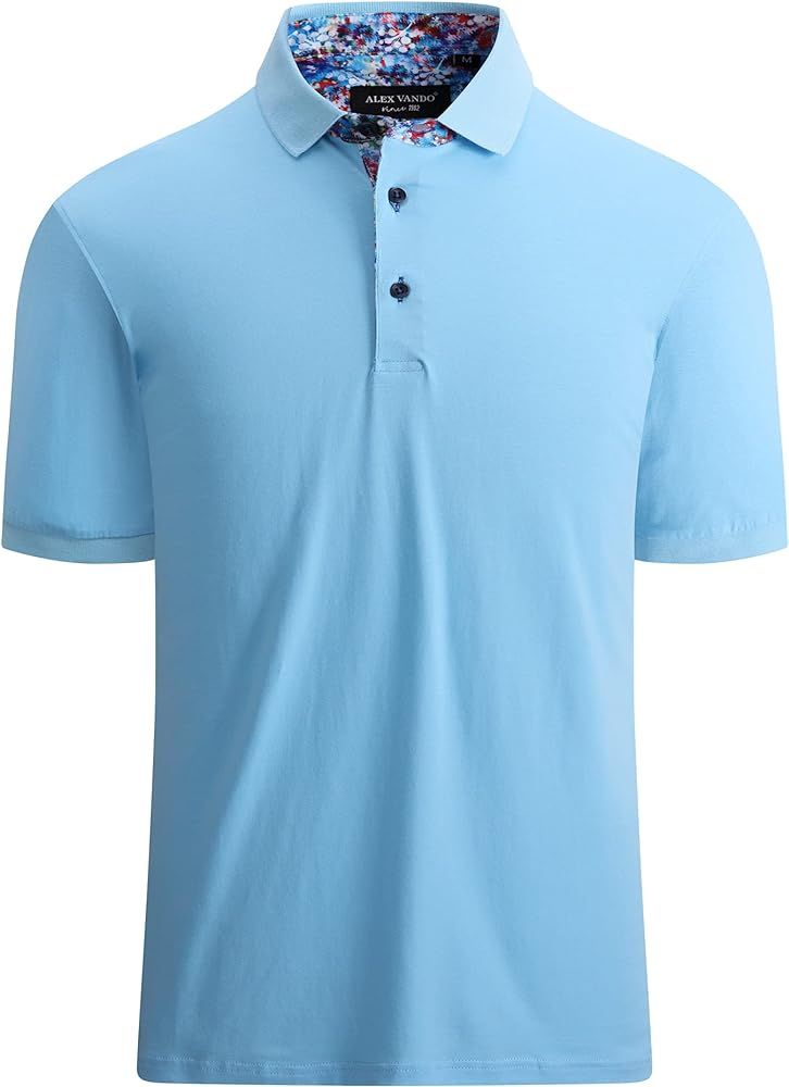 Alex Vando Mens Polo Shirts Short Sleeve Regular Fit Fashion Designed Shirt | Amazon (US)
