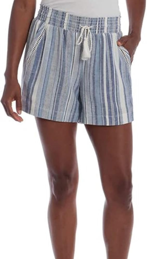 Briggs Women's Shorts Size S Striped Linen Blend Short Red | Amazon (US)