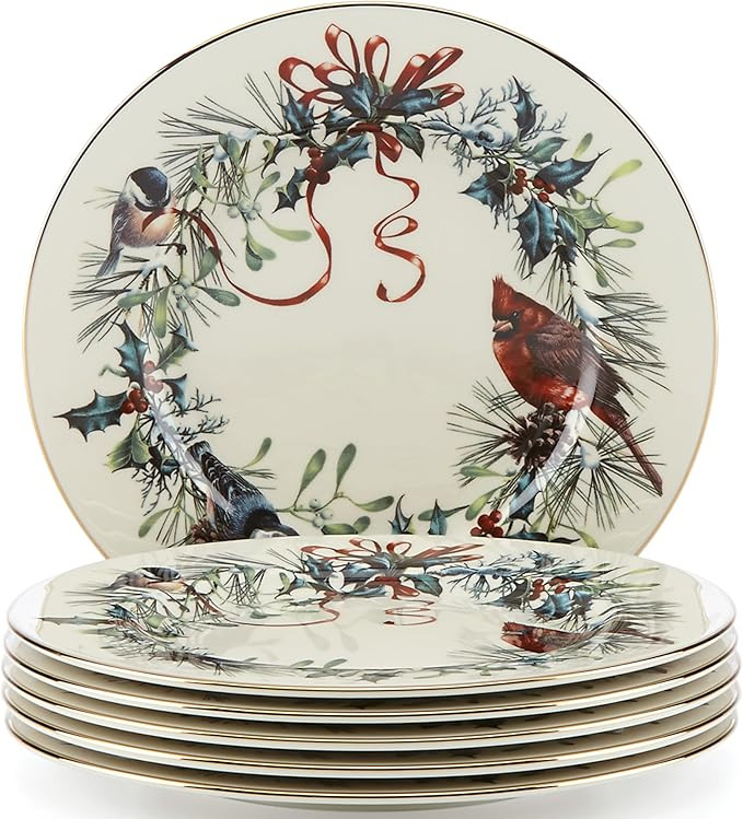 Lenox 835220 Winter Greetings 6-Piece Salad Plates, Christmas Dinnerware Set, Holiday Hosting | Amazon (US)