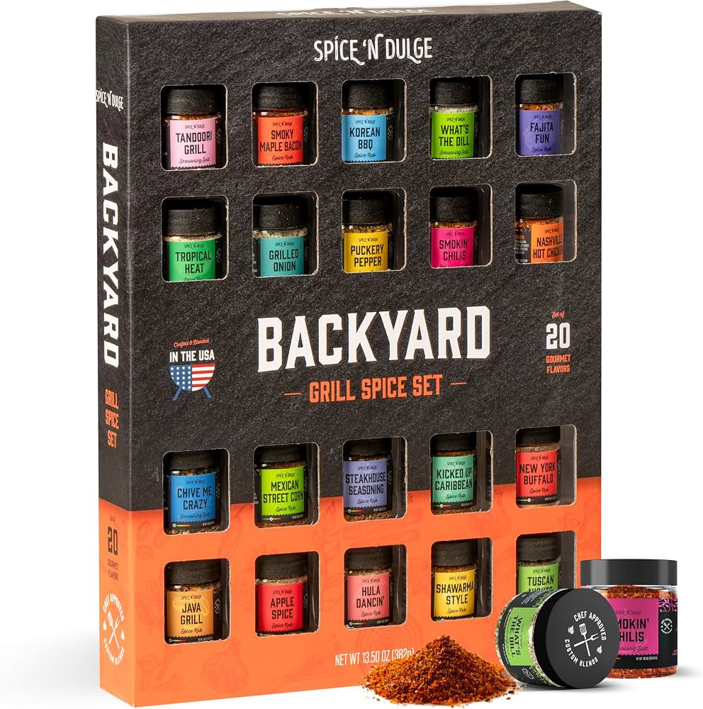 Grilling Spice Set Grill Seasoning Gifts, 20 Unique Spices and Seasonings Jars Gift Set, BBQ Gift... | Amazon (US)