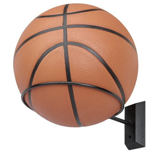 VIVTOB Basketball Holder Wall Mount, Holds Basketball, Football, Soccer Ball, Volleyball, Wall Mount Ball Holder for Room Decor, Sports Storage Stand (Black, 1 Pack) | Amazon (US)