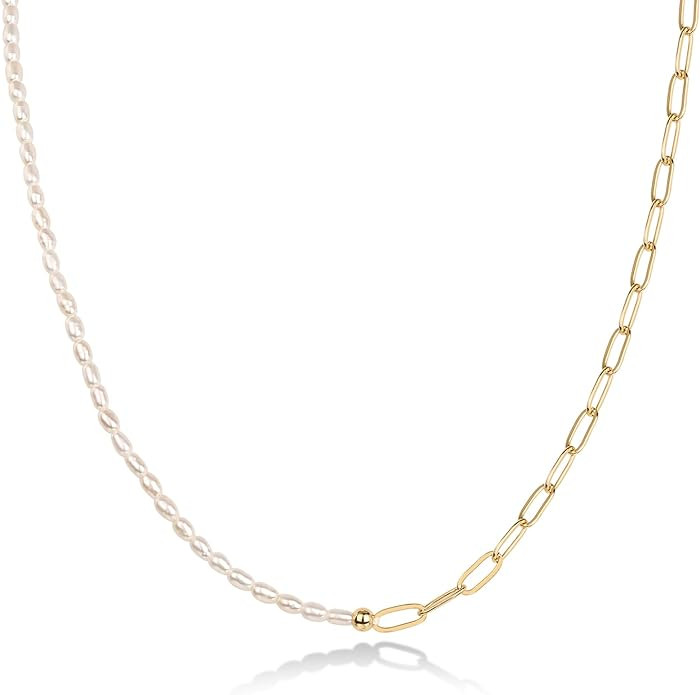 PAVOI 14K Gold Plated Freshwater Pearl Necklace for Women | Amazon (US)