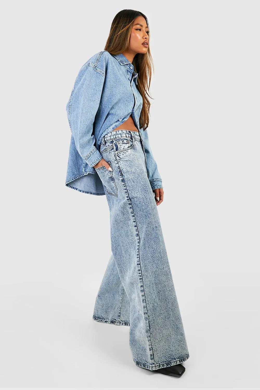 Boohoo Basics Oversized Denim Shirt | boohoo (US & Canada)