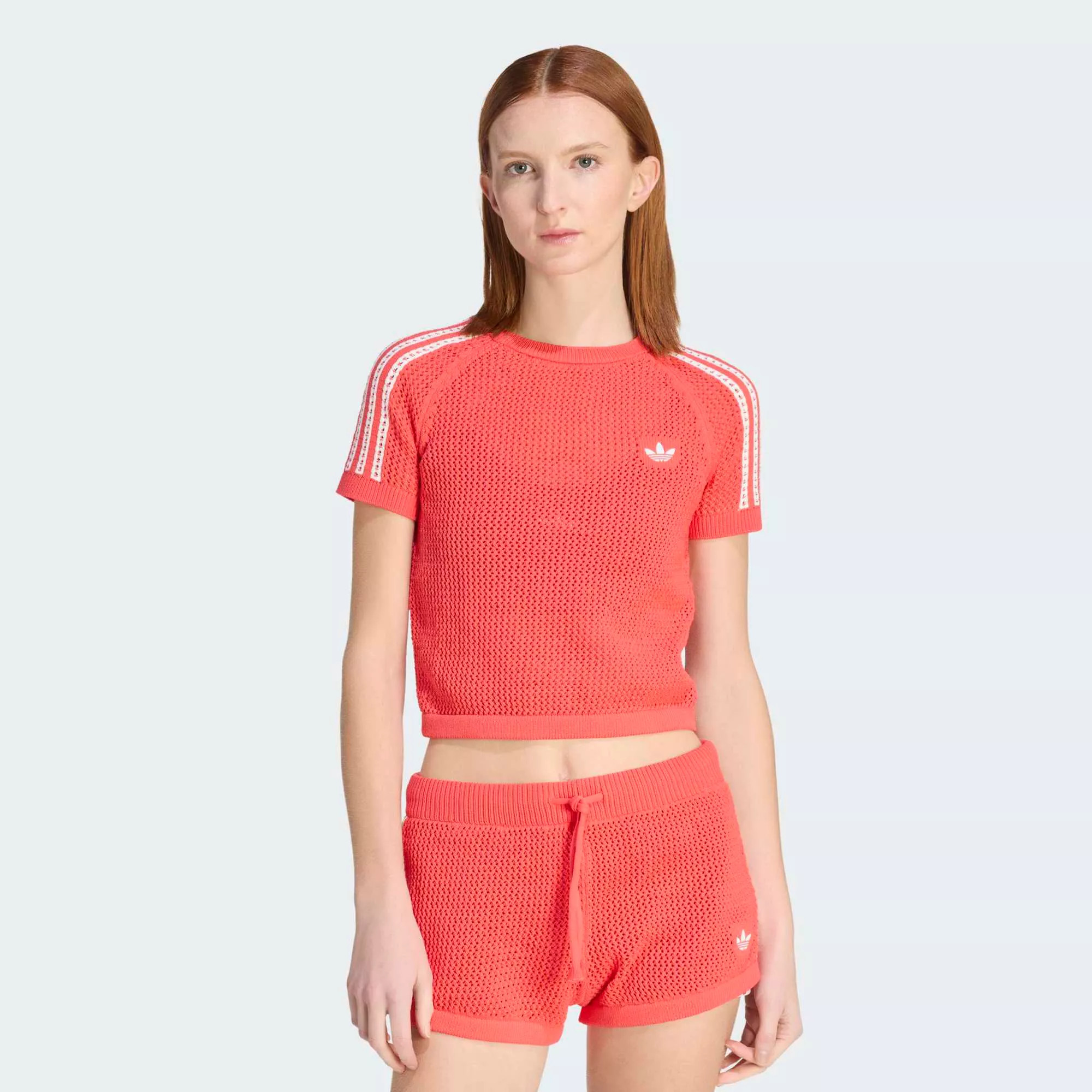 adidas Originals Women's Knitted Crochet Cali Tee, XS, Semi Lucid Red | DICK'S Sporting Goods