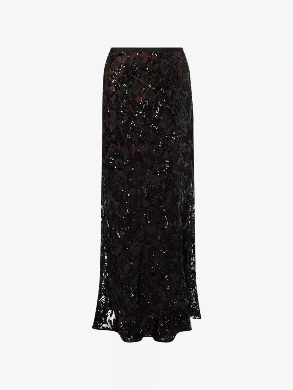 Sequin-Embellished Mesh-Overlay Maxi Skirt | Selfridges