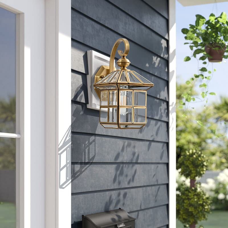 Milaii Copper Brass Outdoor Wall Lights,13.4" Exterior Lantern Light Fixture Waterproof Anti-Rust... | Amazon (US)