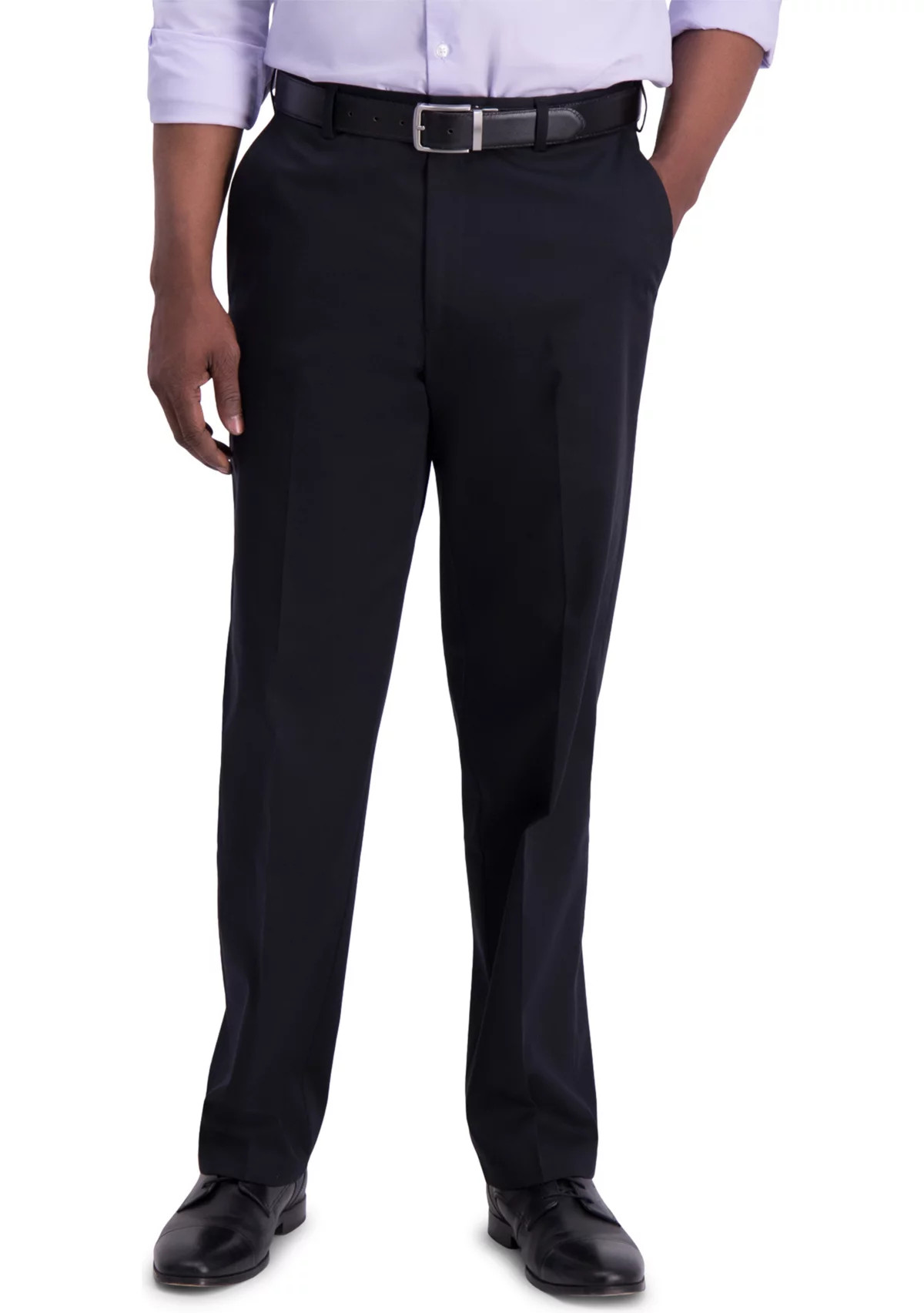 Men's Iron Free Premium Khaki Classic Fit Flat Front Hidden Comfort Waistband Casual Pants | Belk