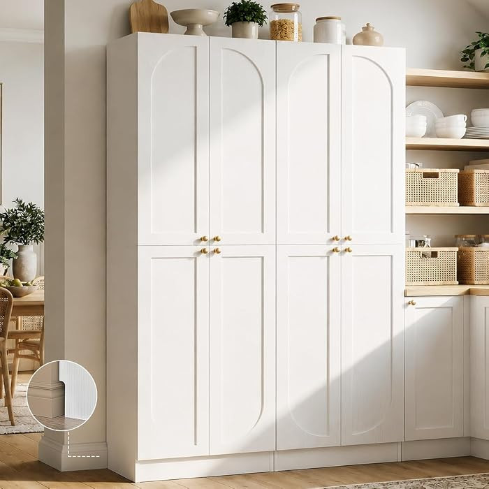 80" Kitchen Pantry, Extra Tall Arch Storage Cabinet with 8 Soft Close Doors and Adjustable Shelve... | Amazon (US)