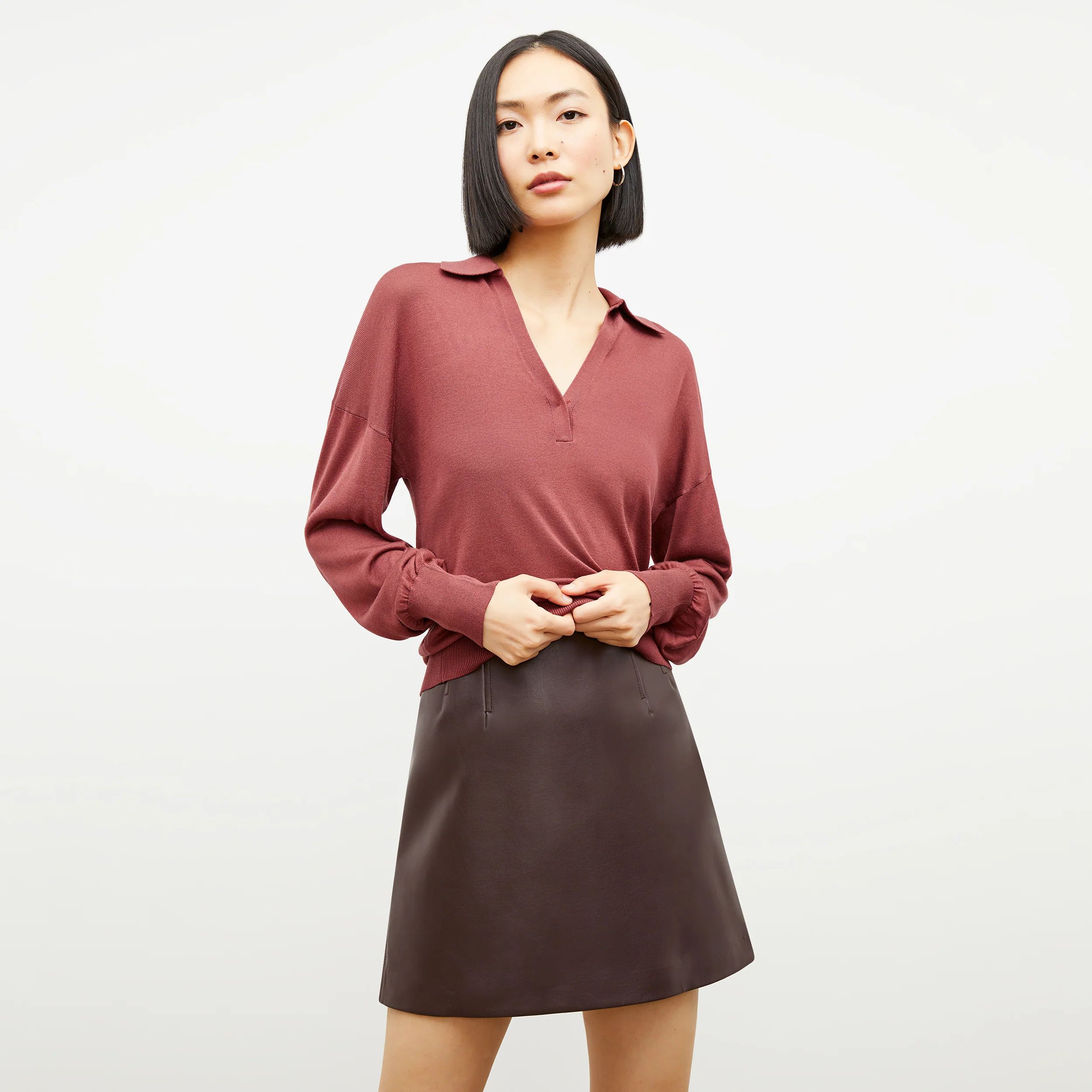 Whitney Skirt - Vegan Leather :: Brown | MM LaFleur