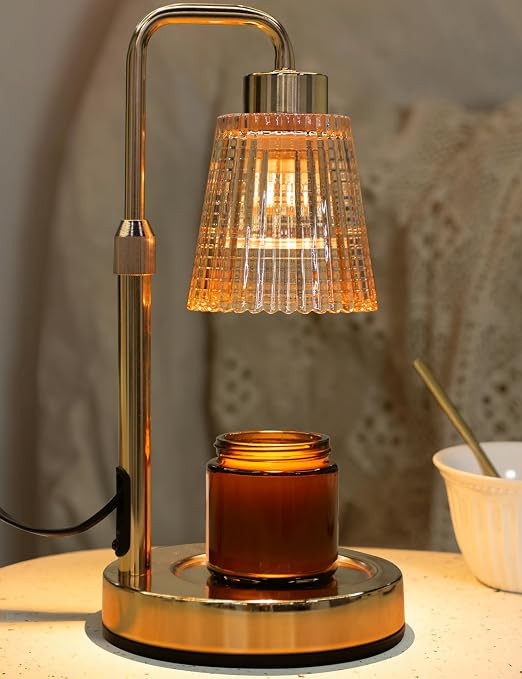 Gold Candle Warmer Lamp with 24h Cycle Timer, Dimmable Wax Melt Warmer | Amazon (US)