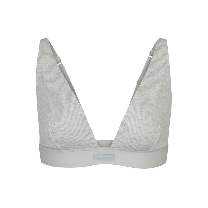 COTTON PLUNGE BRALETTE | LIGHT HEATHER GREY | SKIMS (US)