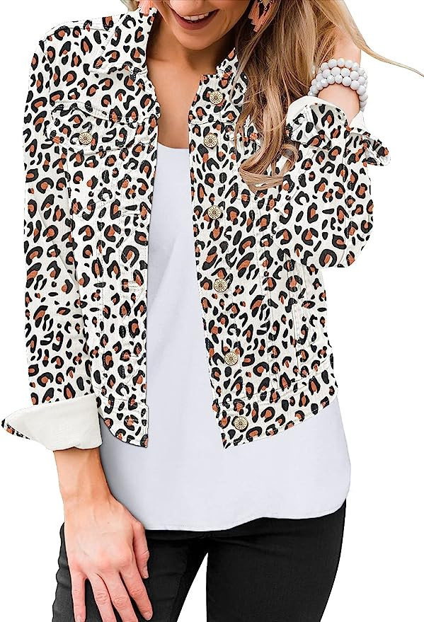 LookbookStore Women's Basic Long Sleeves Button Down Fitted Denim Jean Jackets | Amazon (US)