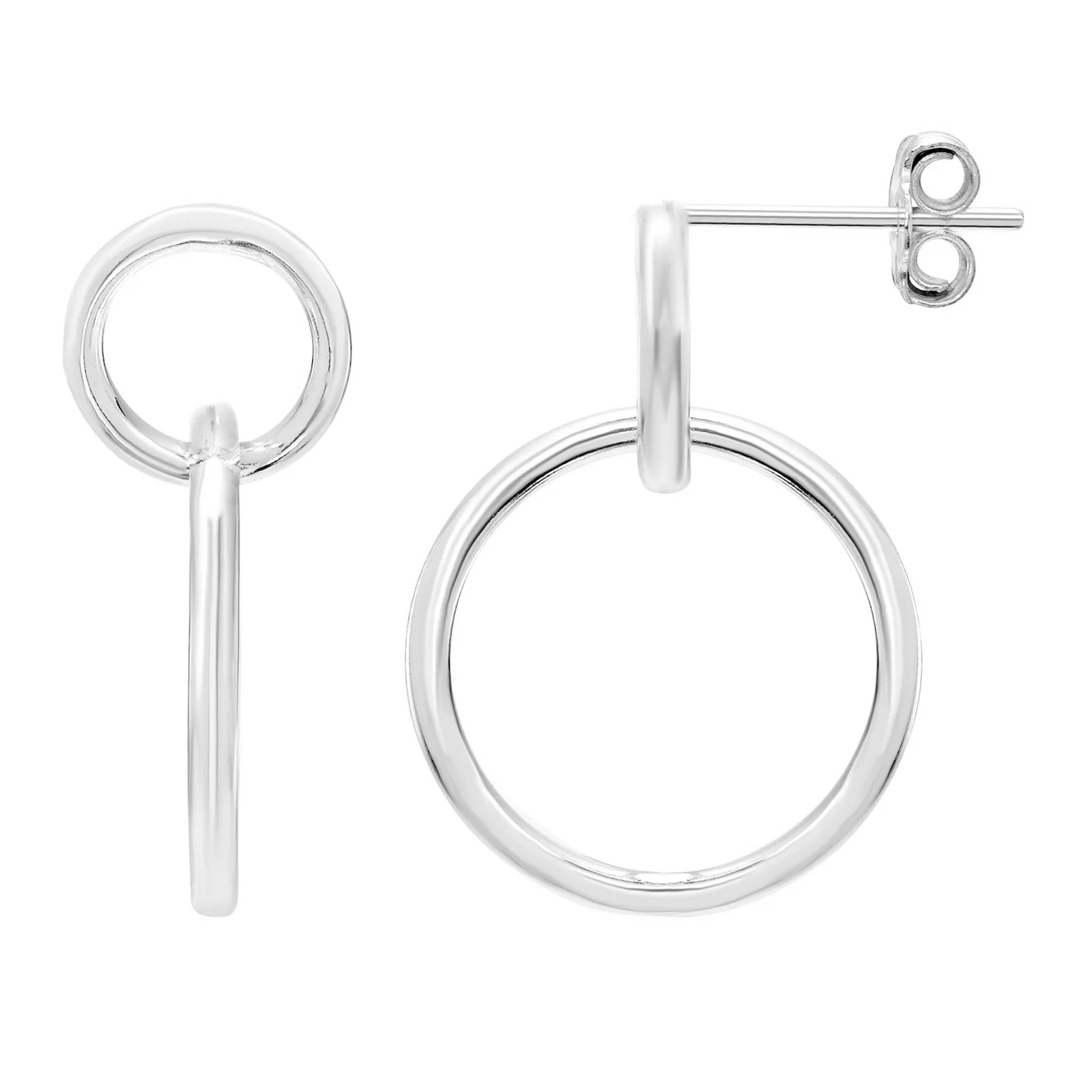A&M Sterling Silver Double Circle Hoop Earrings, Women's, White | Kohl's