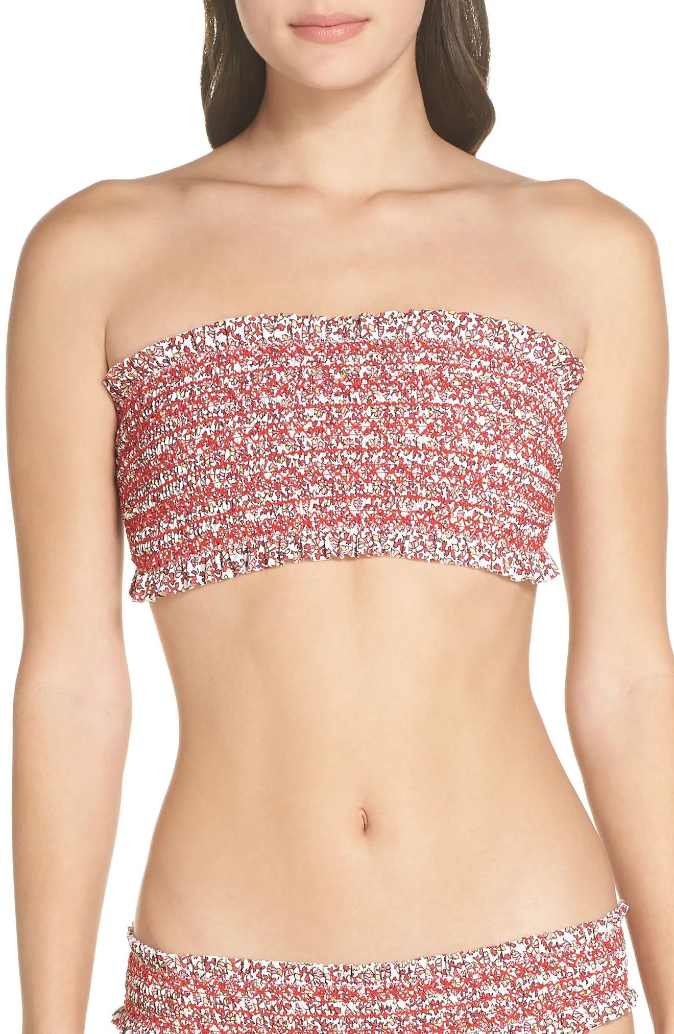 Women's Tory Burch Costa Smocked Bandeau Bikini Top | Nordstrom