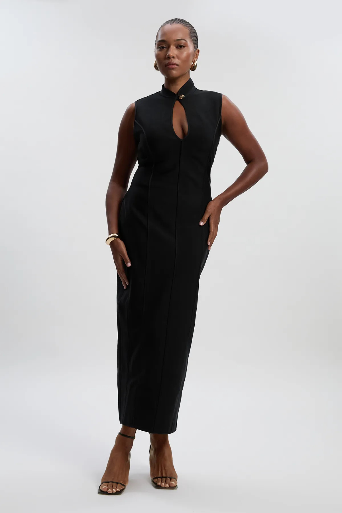 Plus Size Figure Form Bandage Sleeveless Pencil Knit Maxi Dress | Karen Millen UK + IE + DE + NL