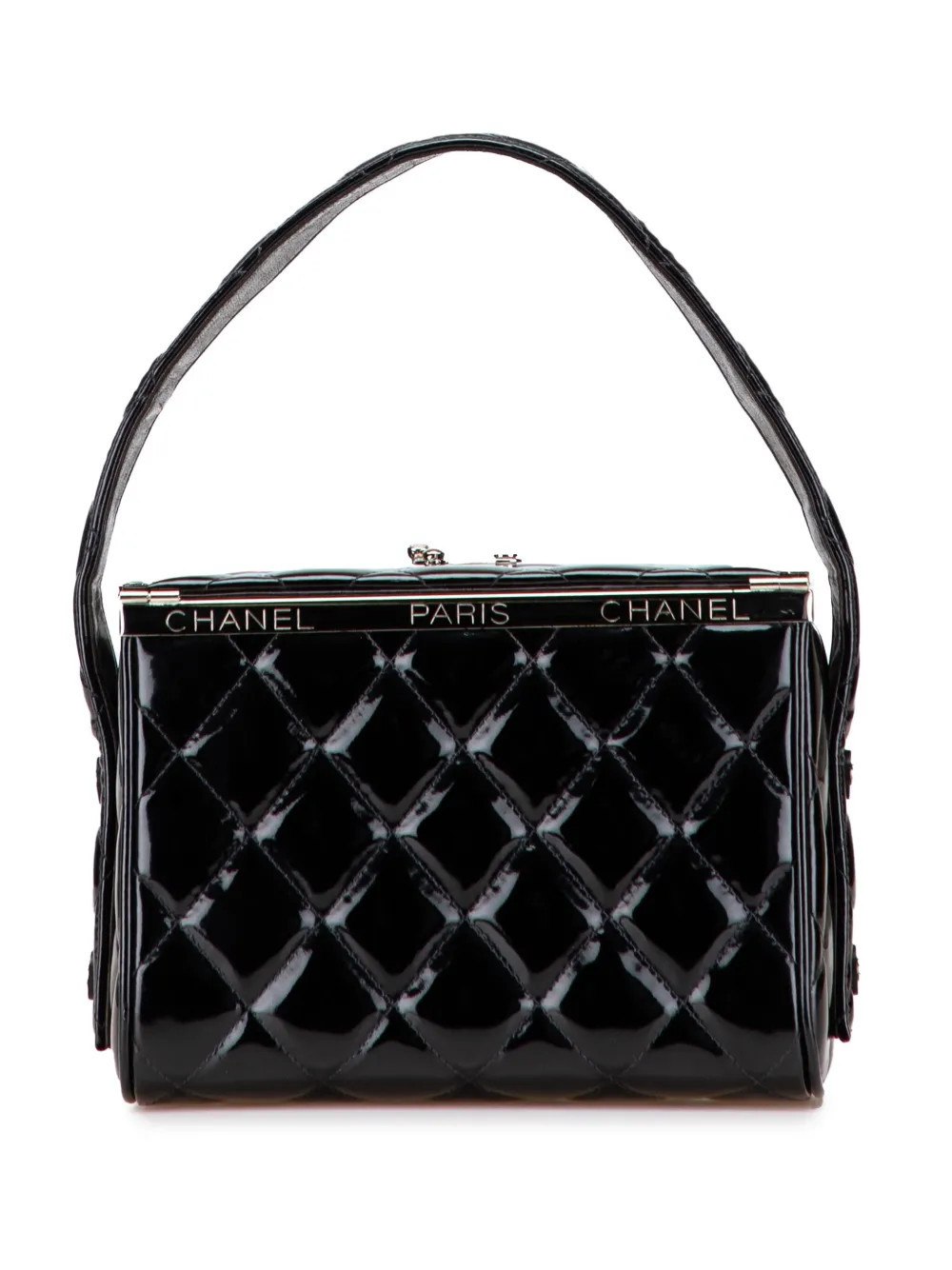 CHANEL Pre-Owned 1996-1997 Quilted Patent Leather Box handbag - Black | Farfetch Global
