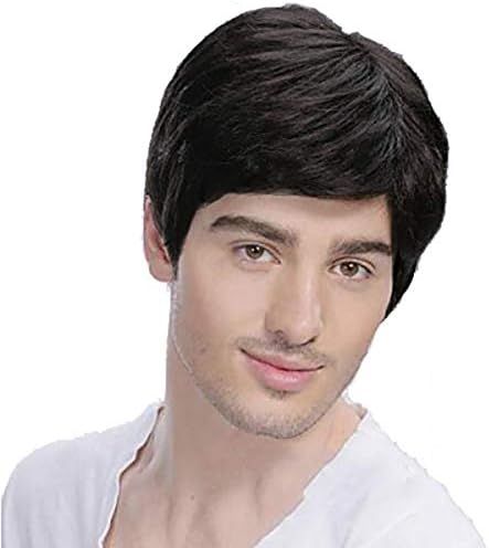 Baruisi Mens Short Black Wig Natural Hair Replacement Synthetic Costume Halloween Hair Wigs | Amazon (US)