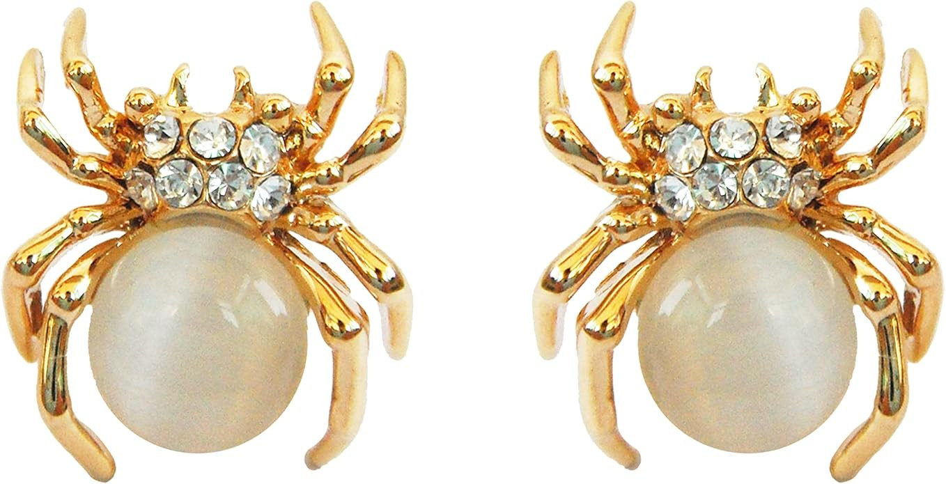 Navachi 18k Gold Plated Multi-color Crystal Created-Opal Spider Ear Stud Earrings | Amazon (US)