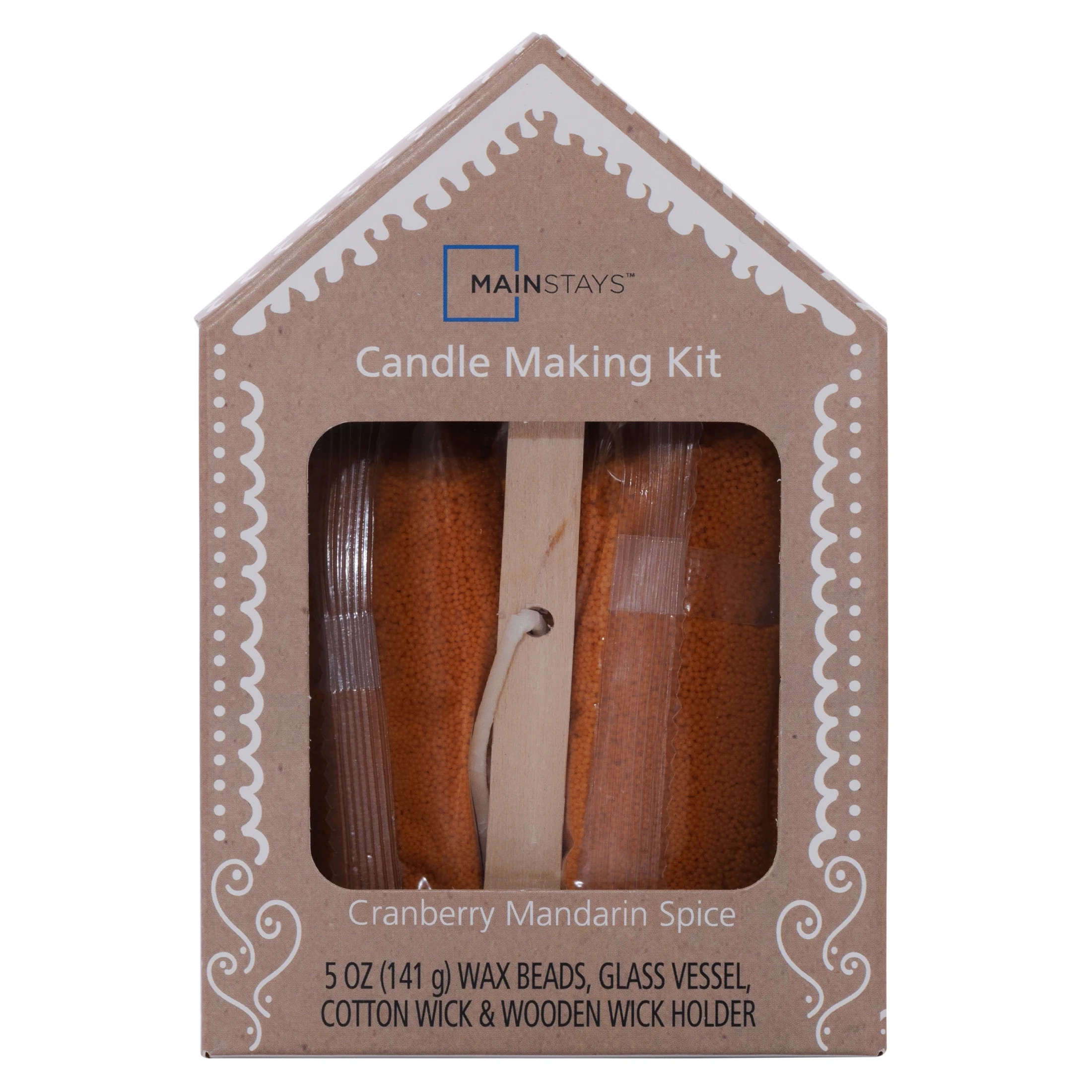 Mainstays 1-Wick Holiday Scene DIY Scented Jar Candle Kit, Wax Sands, Cranberry Mandarin Spice, 5... | Walmart (US)