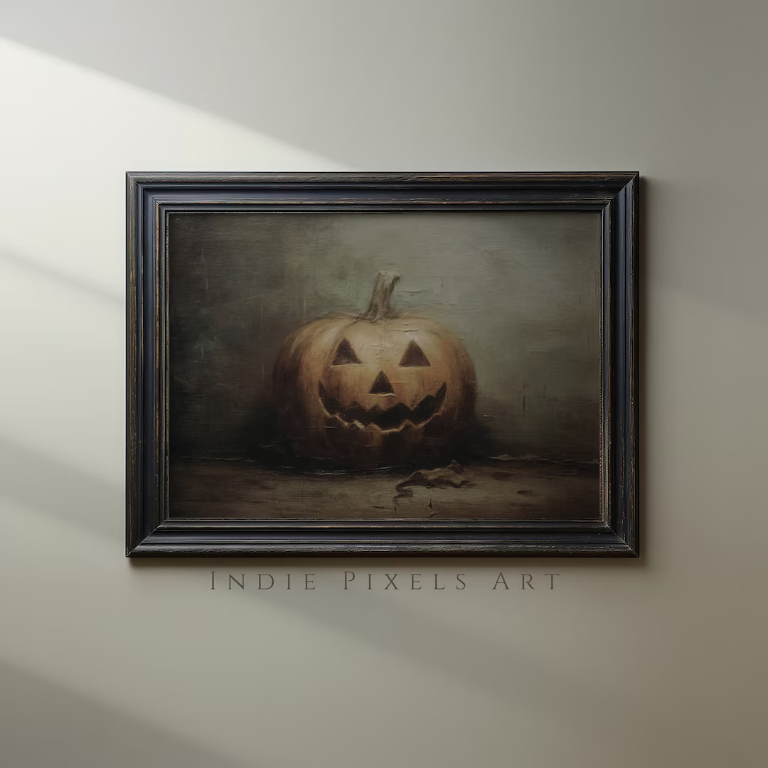 Jack O Lantern Halloween Digital Print, Halloween Wall Art Digital Download, Primitive Halloween ... | Etsy (US)