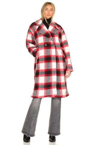 KENDALL + KYLIE Dropped Shoulder Peacoat in Red & Black Plaid from Revolve.com | Revolve Clothing (Global)