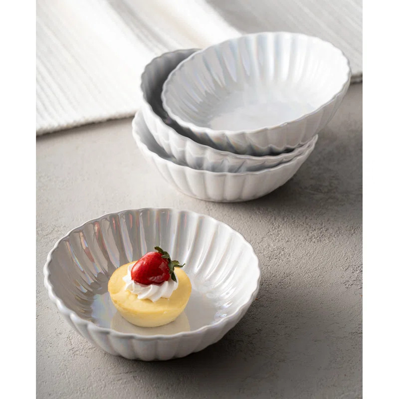 Scalloped Blush Luster Cereal Bowl, Set Of 4 (Set of 4) | Wayfair North America