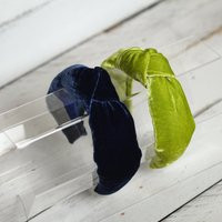 Navy Blue Silk Velvet Top Knot Headband Lime Green Knotted Turban Tie | Etsy (US)