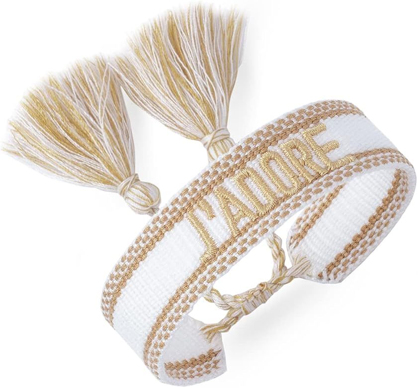 CORESKY Knitted Word Adjustable Bracelets for Women Girls Woven Friendship Wrap Bracelets | Amazon (US)