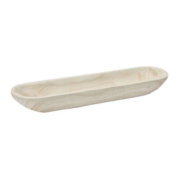 Decorative Paulownia Wood Tray - 22.8"L x 5.9"W x 3.1"H - White | Bed Bath & Beyond