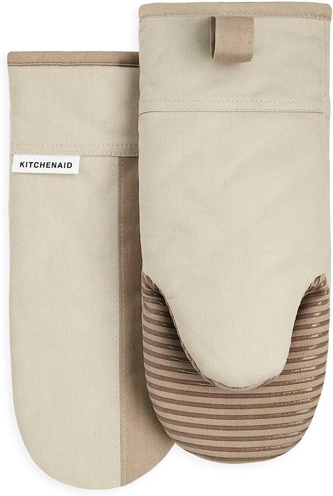 KitchenAid Beacon Two-Tone Non-Slip Oven Mitt Set, Milkshake/Beige, 5.75"x13", 2 Piece | Amazon (US)