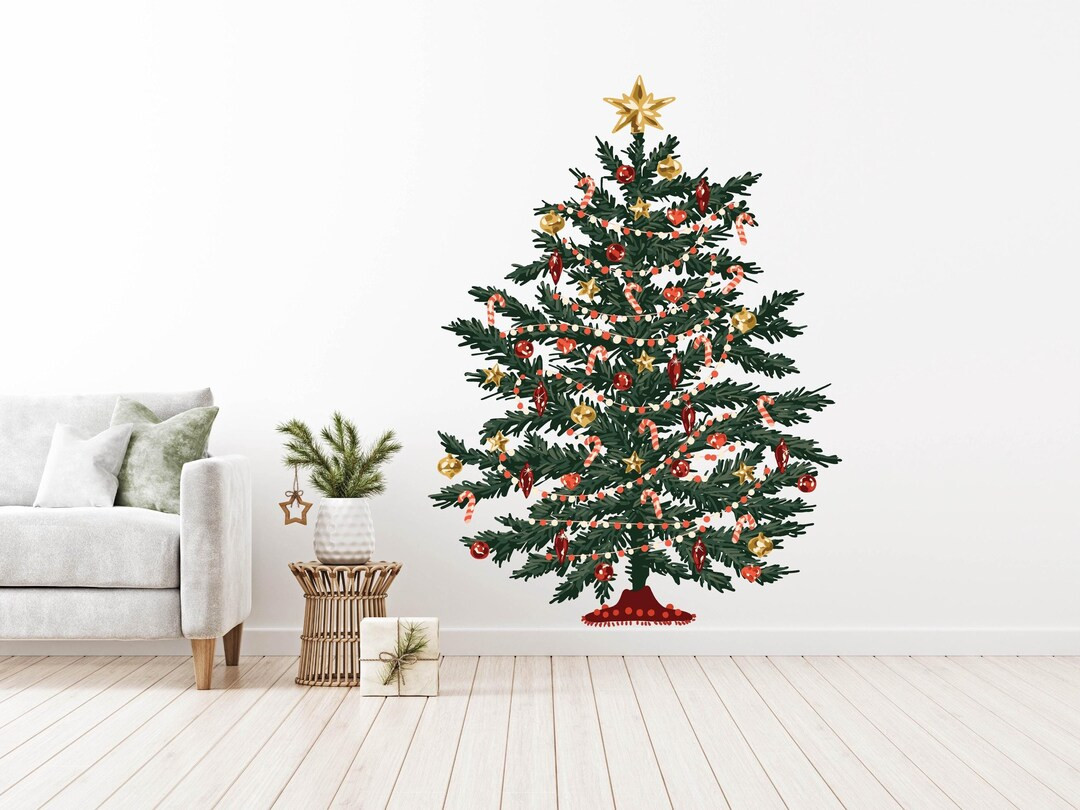 Removable Christmas Tree Wall Decal: Holiday Home Decor - Etsy | Etsy (US)