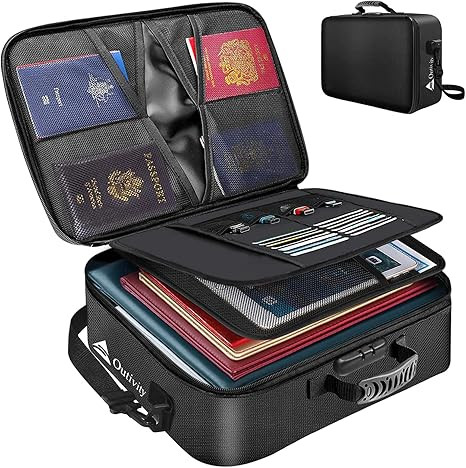 Fireproof Document Bag - Water Resistant File Organizer Bag with Lock, The 3 Layer Certificate Ba... | Amazon (US)