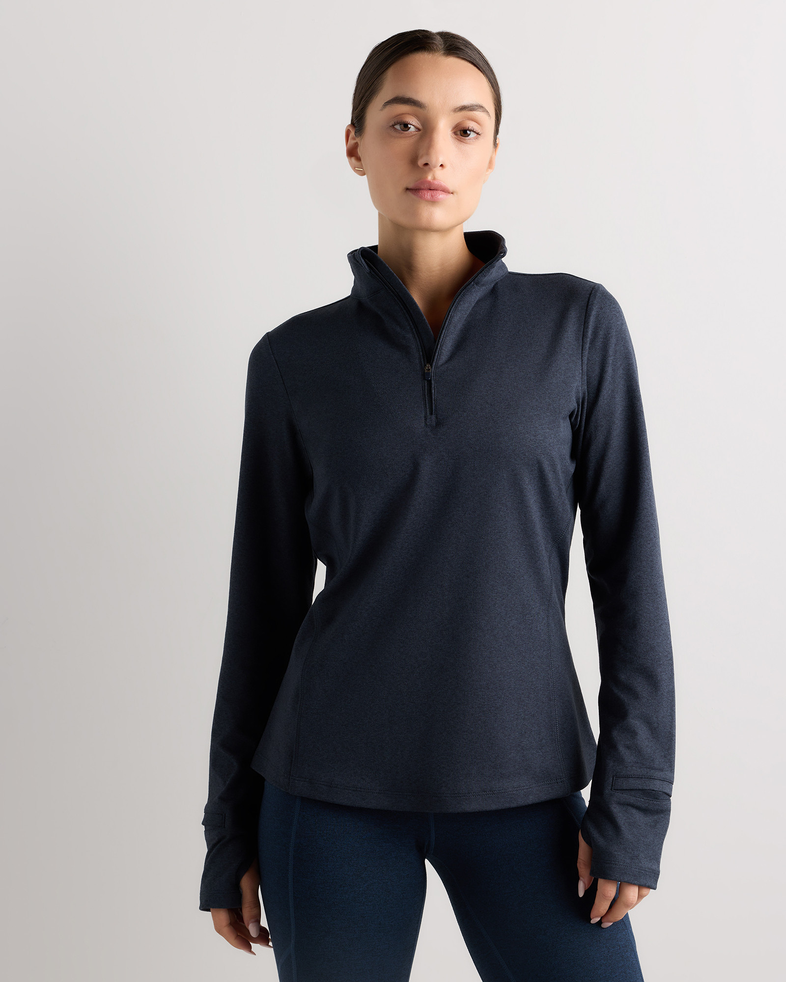 Quince | Women's Flowknit Quarter-Zip Pullover in Heather Deep Navy, Size XL, Recycled Polyester | Quince
